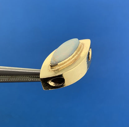 Vintage 10K Yellow Gold Marquise Opal Cabochon Slide Bracelet Charm