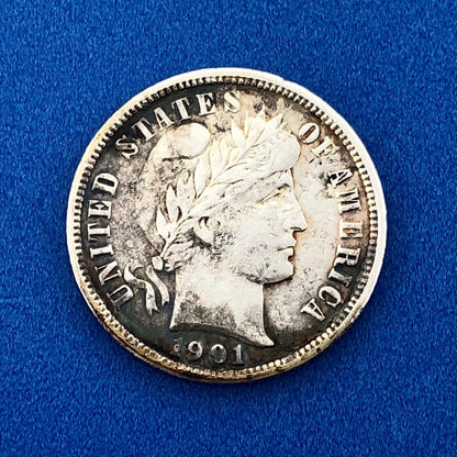 1901 O Barber Silver Dime $.10 Better Rare Scarce Key New Orleans Mint Coin