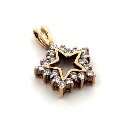 10K Yellow Gold Round Diamond Star Pendant
