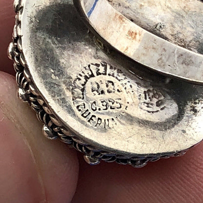 Vintage Taxco Mexico 925 Sterling Silver Floral Mushroom Cap Dome Statement Ring