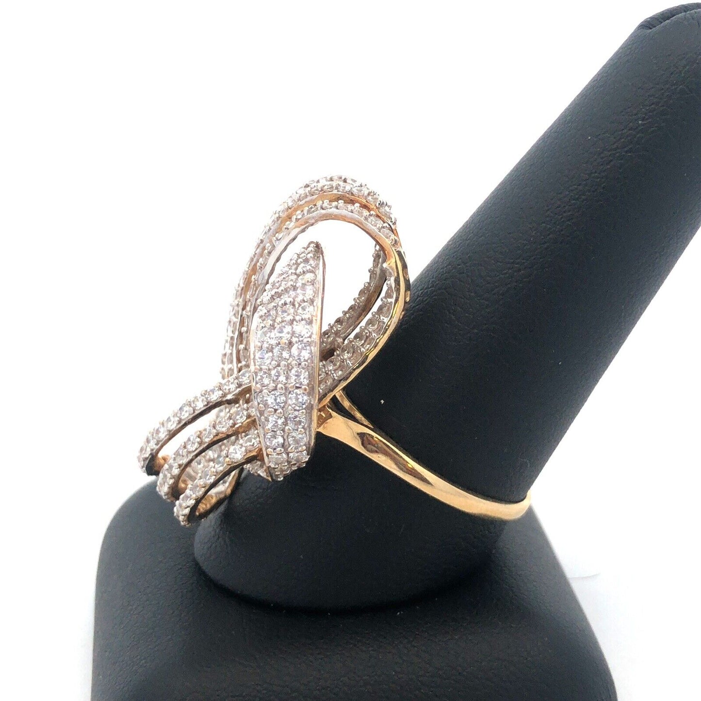 10k Yellow Gold Cubic Zirconia Knot Statement Cocktail Ring