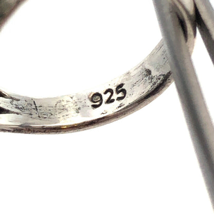 Modernist 925 Sterling Silver Oval Pearl Bezel Twist Cocktail Ring