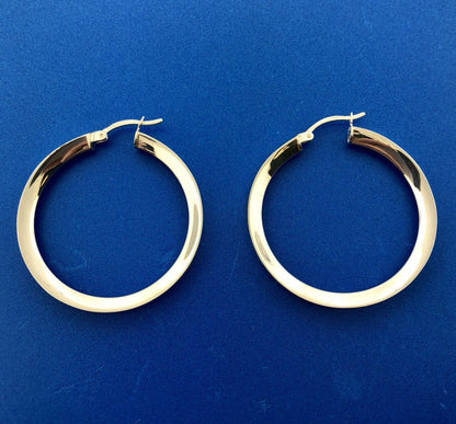 Designer AK Turkey Sterling Silver 925 Polished 3D Statement Hoop Earrings