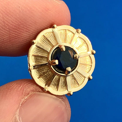 Vintage 14k Yellow Gold Blue Spinel Solitaire Slide Charm for Bracelet