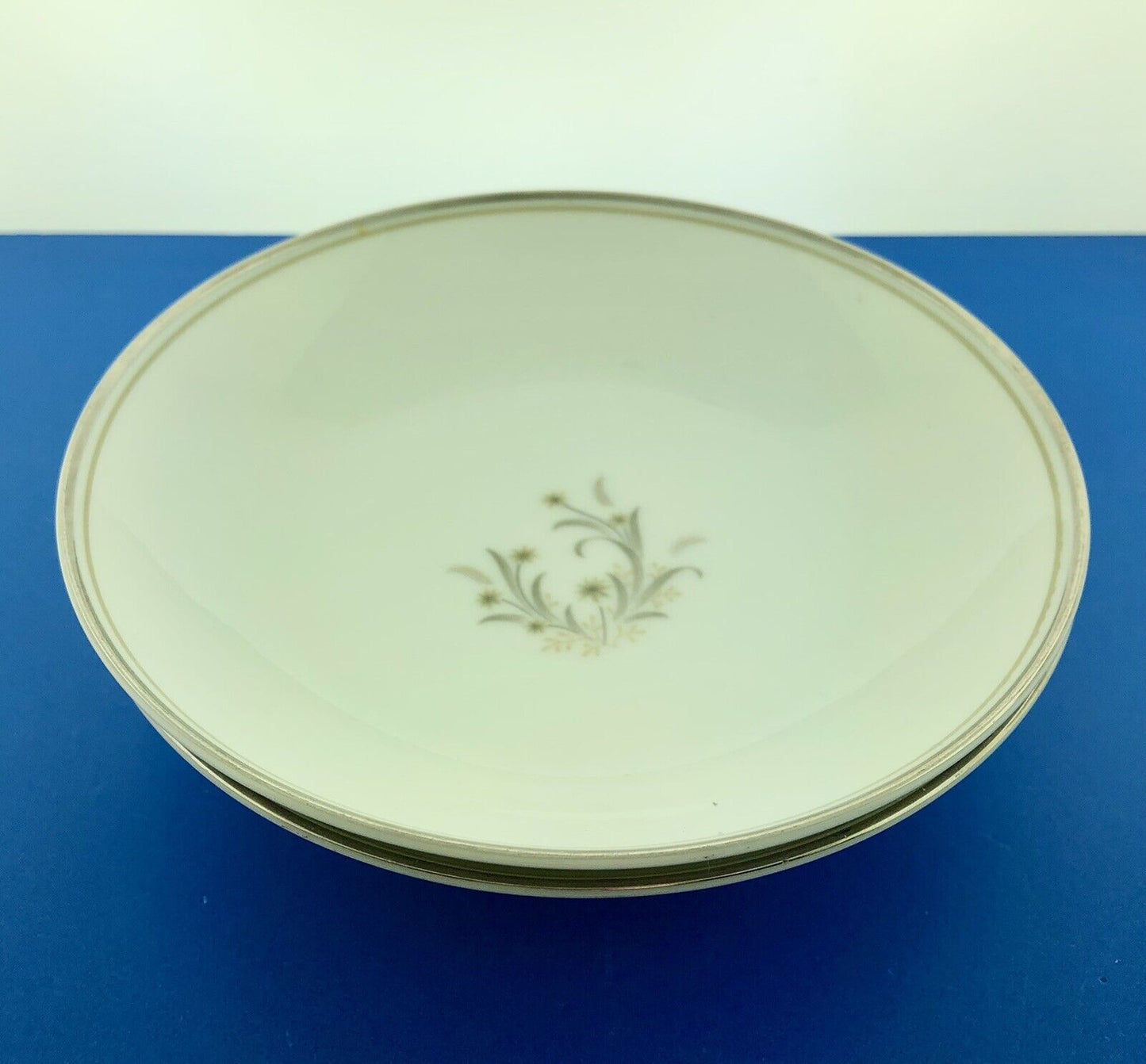 Retired Noritake Ardis China 5 1/2" Platinum Tab Fruit Dessert Bowl TWO Pc Set