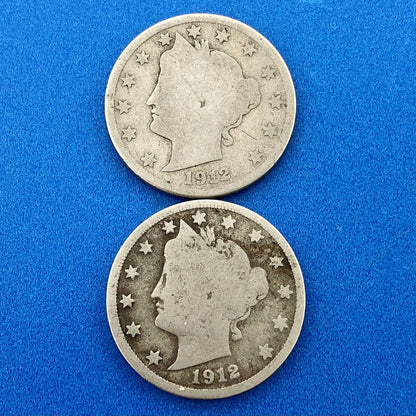 1912 D Liberty Head Nickel Five Cents 5c Rare Denver Last Series Year 2 Coin Lot