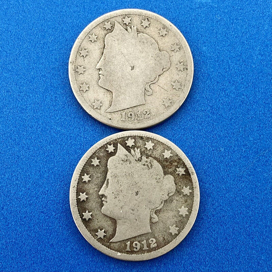 1912 D Liberty Head Nickel Five Cents 5c Rare Denver Last Series Year 2 Coin Lot