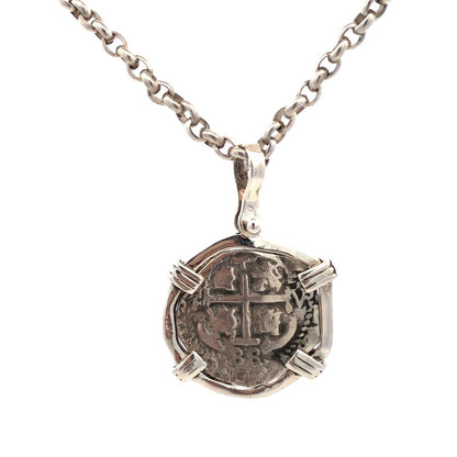 Waxing Poetic WP 925 Sterling Silver Spanish Colonial Coin Pendant Necklace