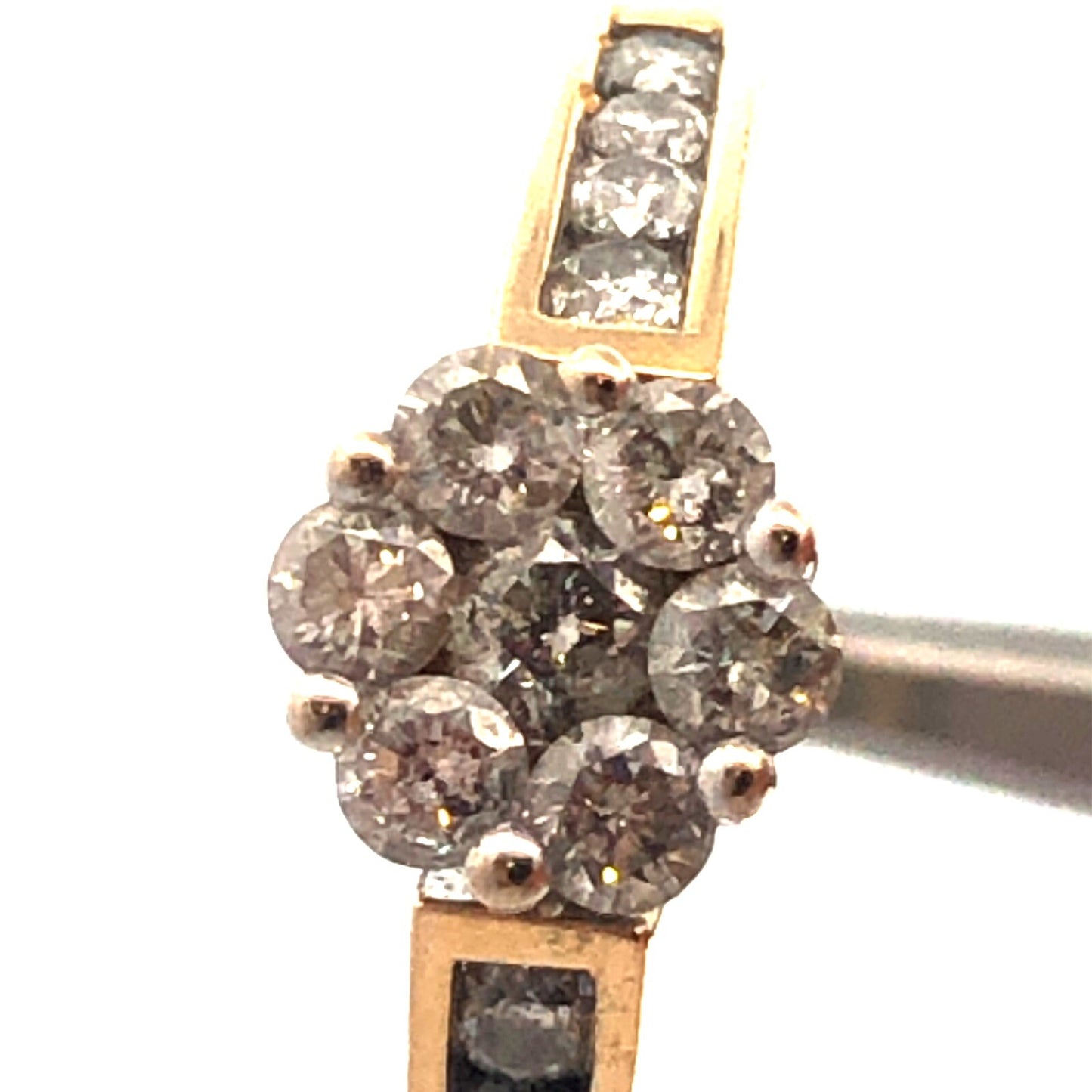 Designer IKS 14K Yellow Gold Diamond Floral Cluster Engagement Anniversary Ring