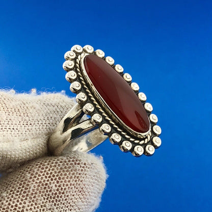 Vintage Bell Trading Post Native American 925 Sterling Silver Red Carnelian Ring