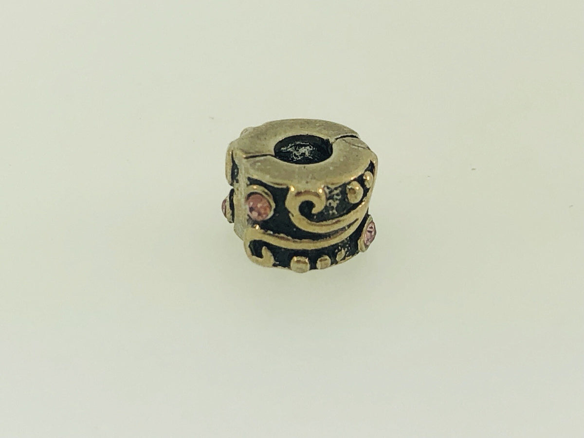 Retired PANDORA ALE Sterling Silver 925 Tendril Pink CZ Clip Bead Charm 790380