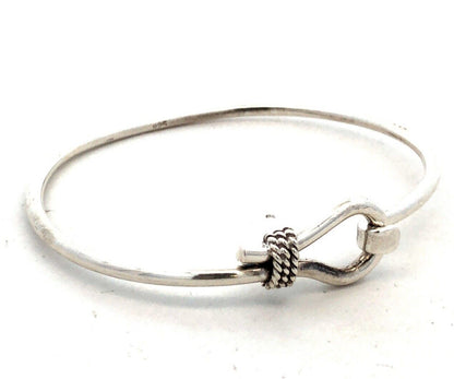Estate 925 Sterling Silver Lasso Rope Hook Bangle Bracelet