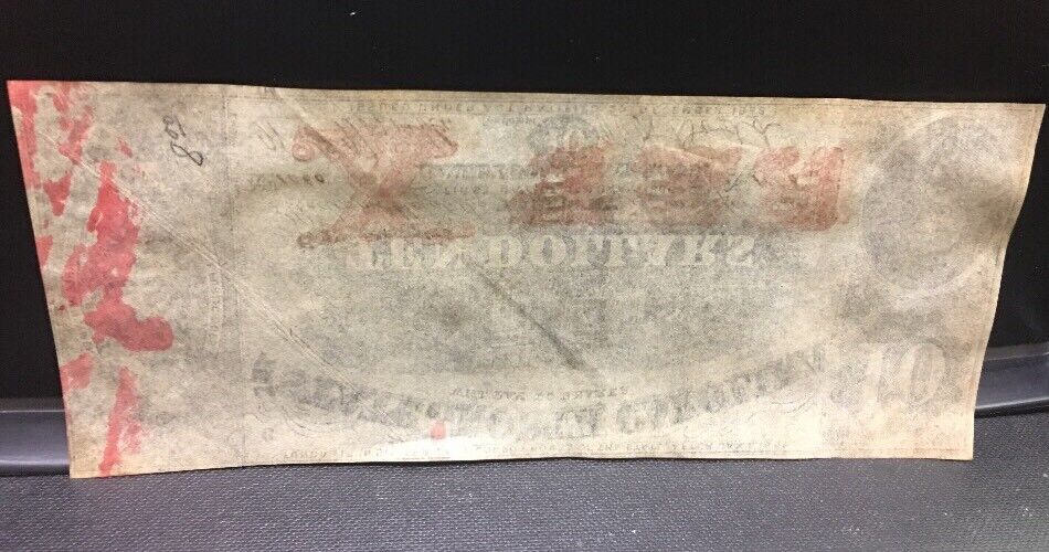 1863 $10 The State of North Carolina Note Civil War Era Possible Inking Error AU