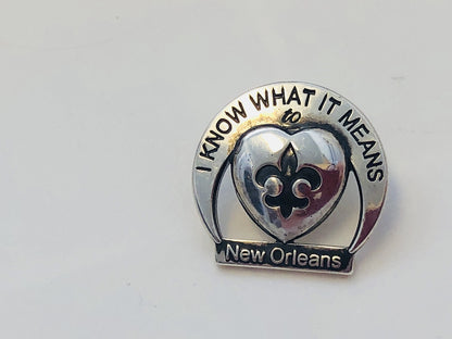 Anne Dale Sterling Silver 925 Katrina Fleur De Lis New Orleans LA Memorial Pin
