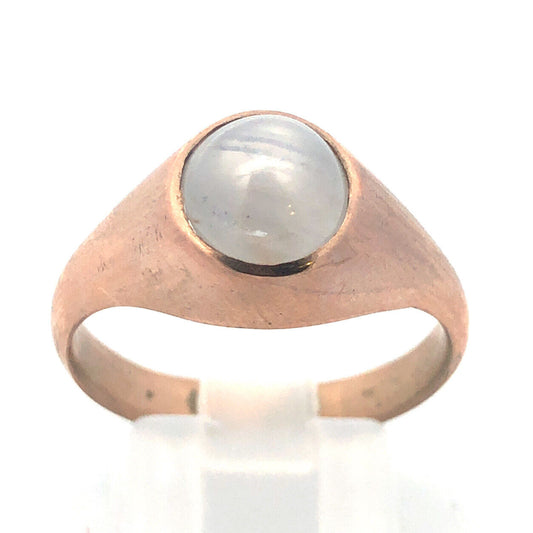 10K Rose Gold Round Moonstone Unisex Dome Ring