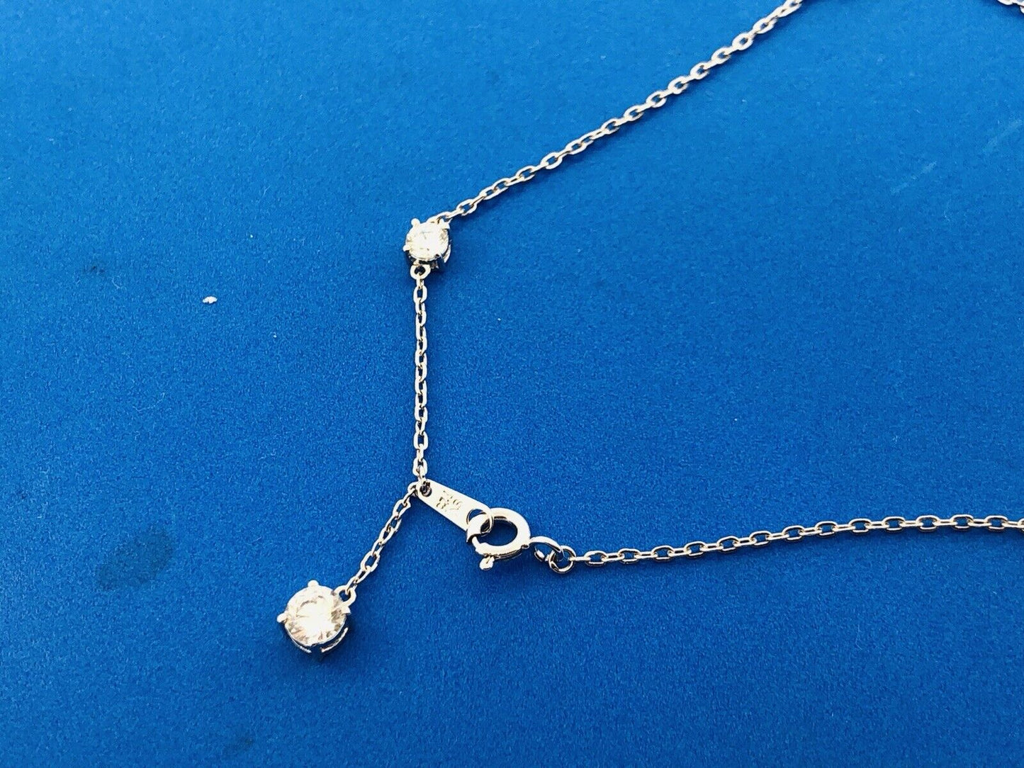 Designer SV Sterling Silver 925 Cubic Zirconia CZ Station Ankle Bracelet