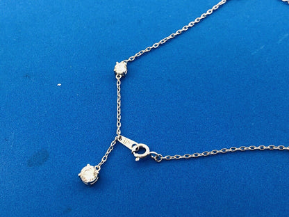 Designer SV Sterling Silver 925 Cubic Zirconia CZ Station Ankle Bracelet