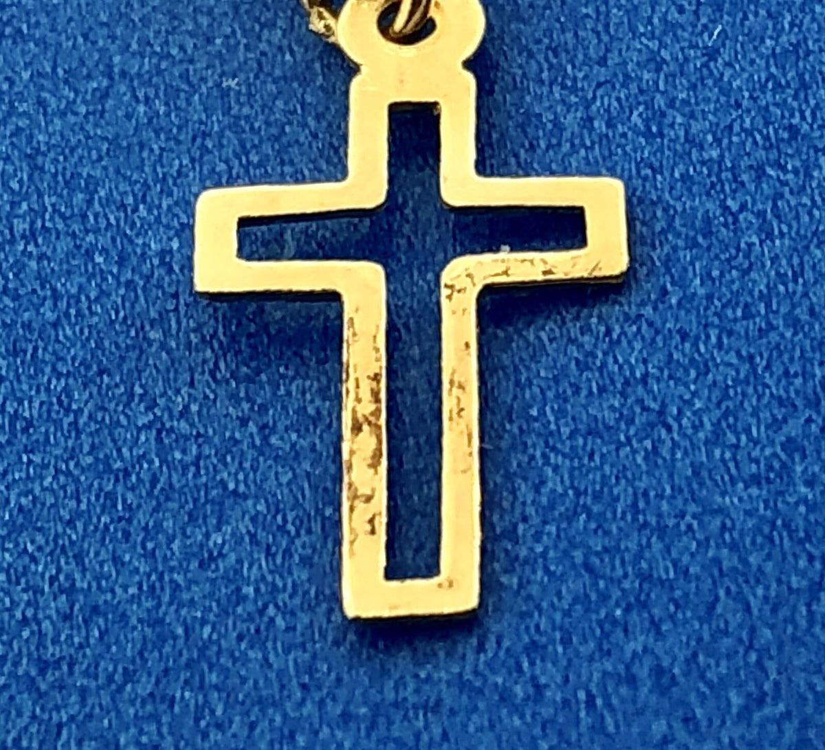 Retro 14K Yellow Gold Cross Cutout Religious Communion Dangle Stud Earrings