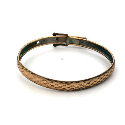 Antique Art Nouveau Brass Diamond Design Belt Buckle Bracelet
