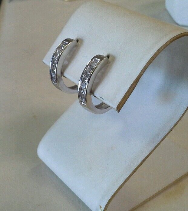 14k White Gold ZEI Diamond Hoop Earrings