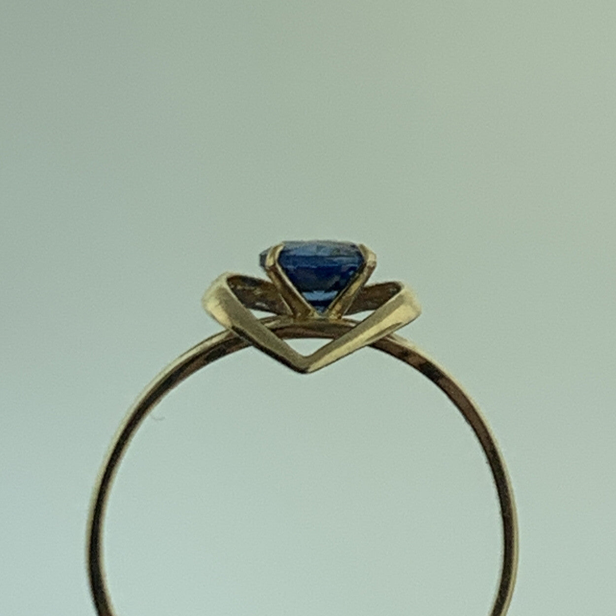 14K Yellow Gold Blue Sapphire Cubic Zirconia CZ Promise Sweetheart Ring