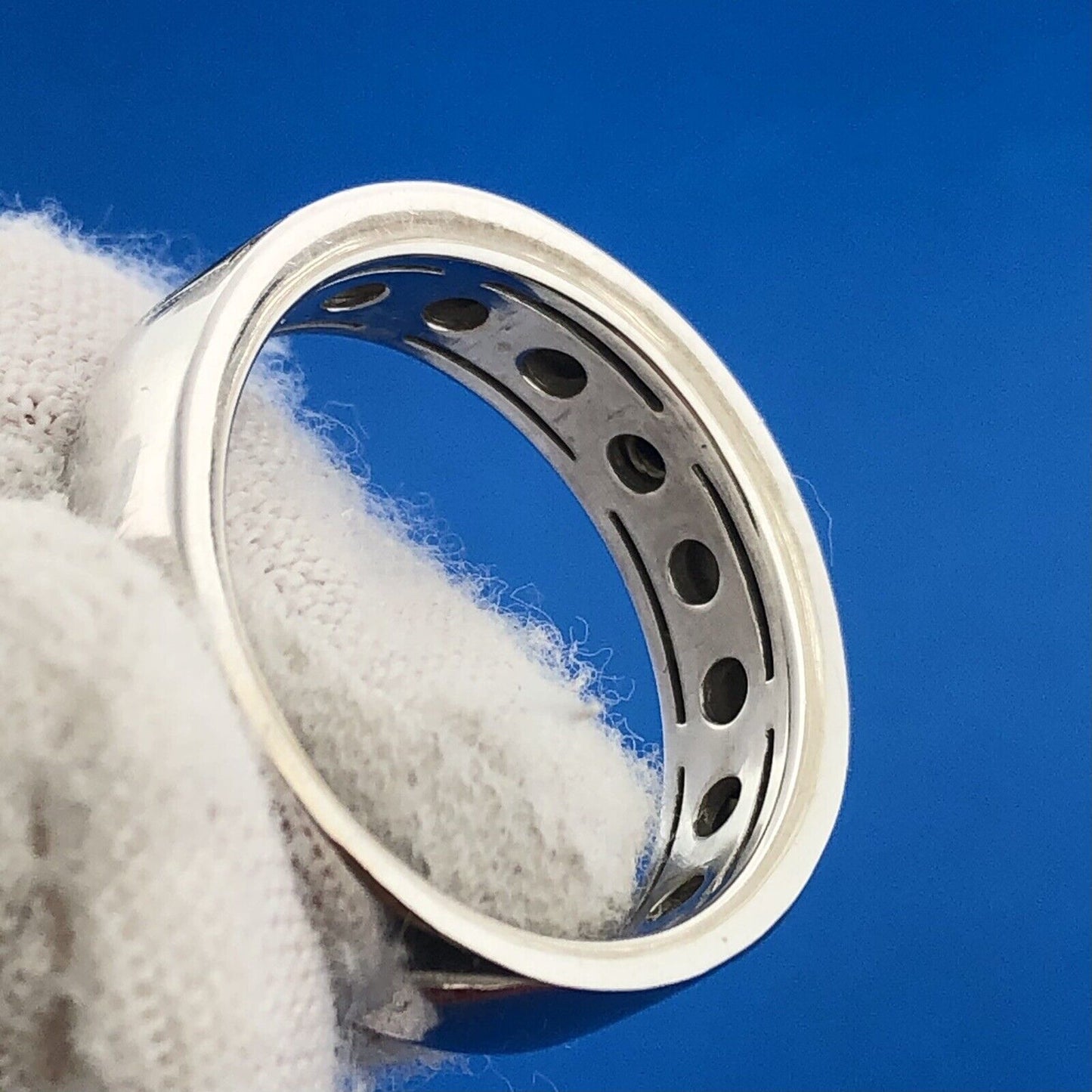 Neil Lane 14K White Gold Black Diamond Sz 8.75 Unisex Wedding Bridal Band Ring