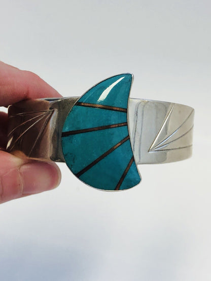 Jay King Desert Rose Trading 925 Sterling Silver Turquoise Inlay Cuff Bracelet