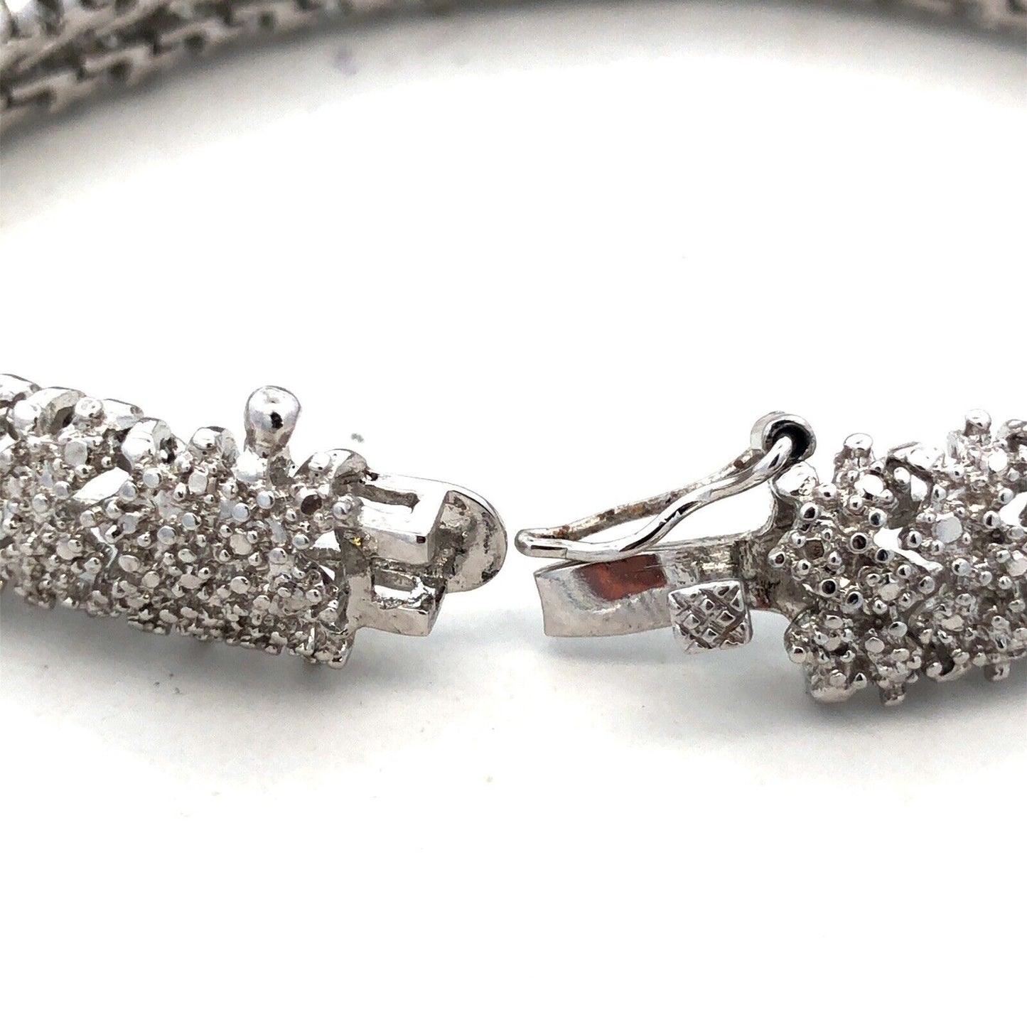 Designer DBJ 925 Sterling Silver Round Diamond Cluster Tennis Bracelet