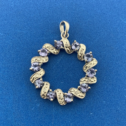 Designer Mexico 14K White Gold Tanzanite Diamond Accented Wreath Pendant