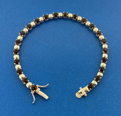 Designer HAN 925 Sterling Silver Garnet January Anniversary Tennis Bracelet