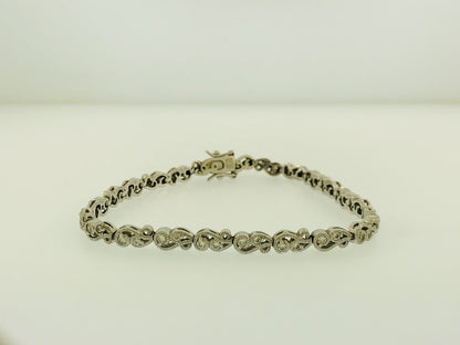 Tacori Sterling Silver 925 Cubic Zirconia CZ Open Scroll Link Tennis Bracelet