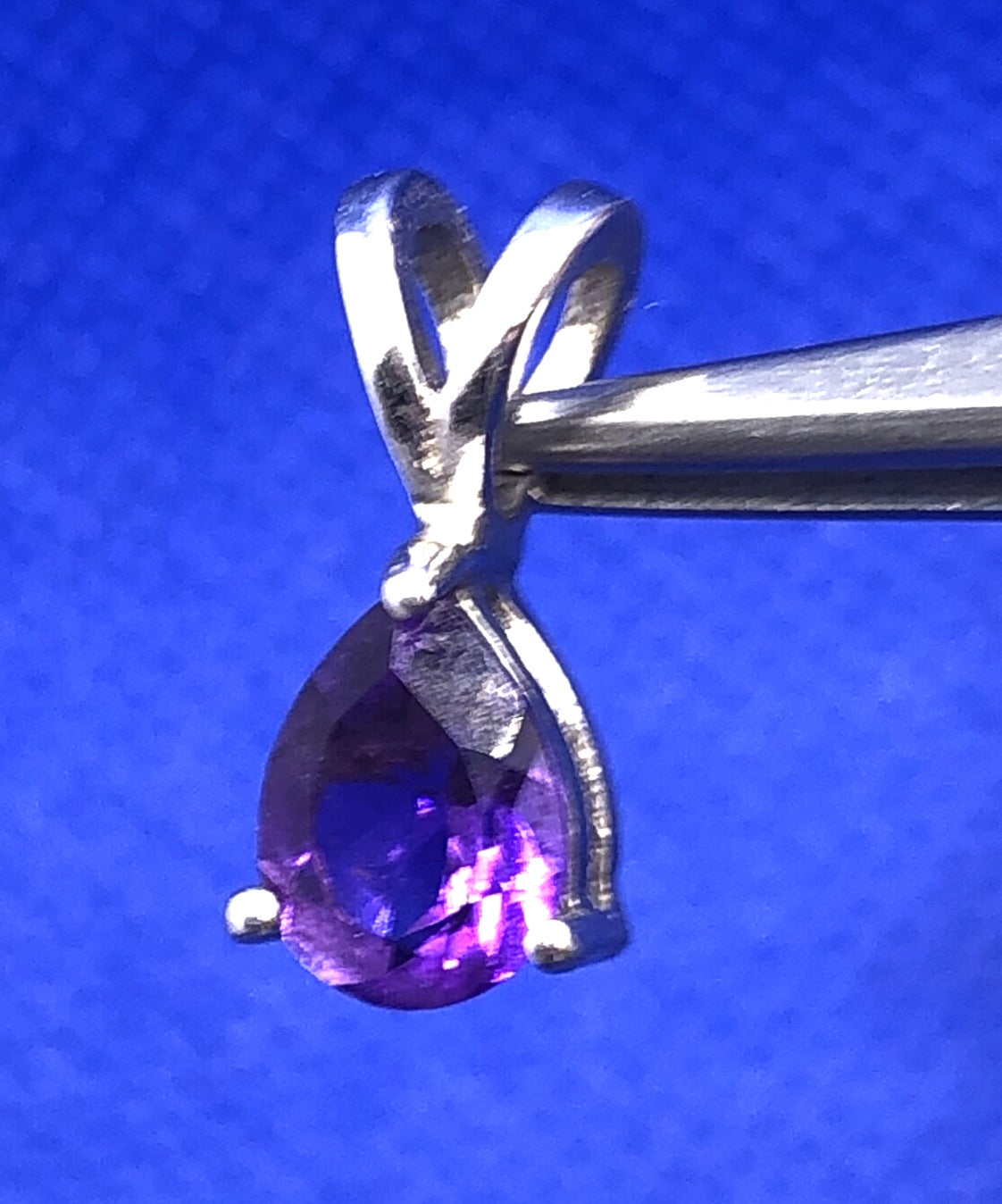 Designer TGGC 925 Sterling Silver Pear Cut Amethyst Drop Petite Pendant