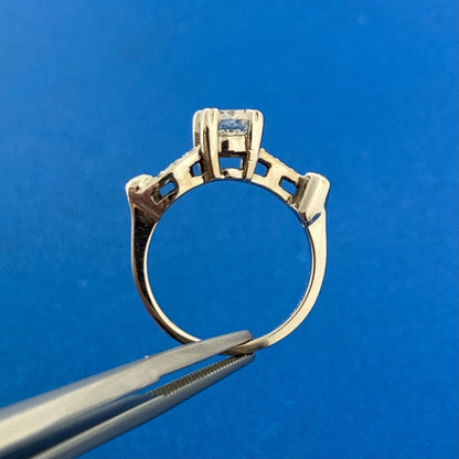 Art Deco 14K White Gold Diamond Solitaire w/Accents Interlocking Bridal Set