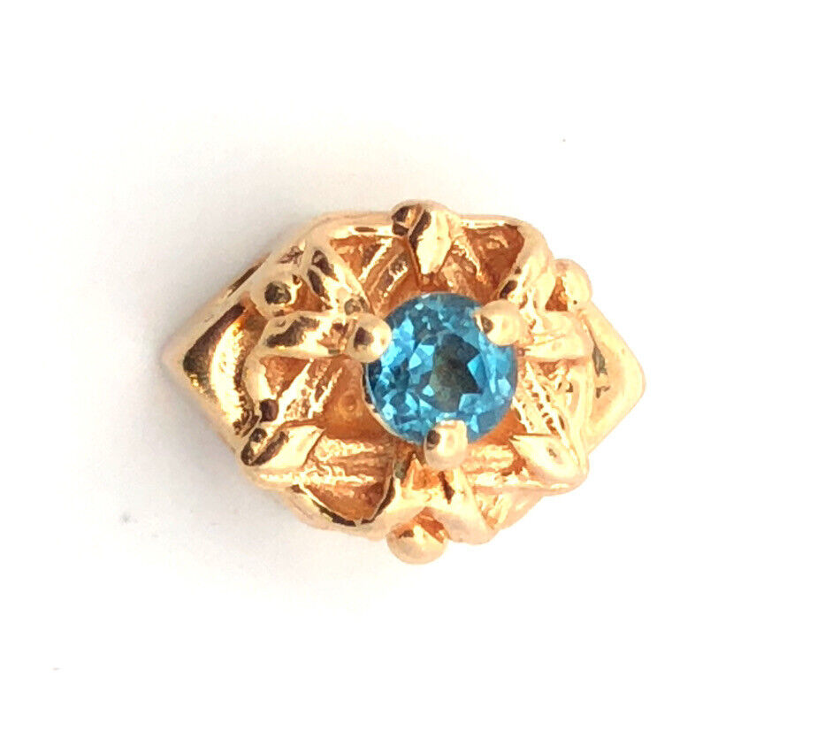 Designer KLJCI 14K Yellow Gold Round Blue Topaz Oval Slide Bracelet Charm