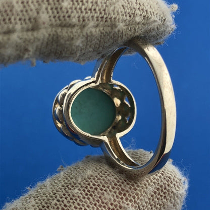 Designer China Sterling Silver Oval Sleeping Beauty Turquoise Cocktail Ring