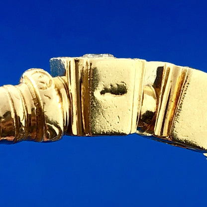 Stunning Designer 1930s Etruscan 14k Yellow Gold Diamond Bangle Bracelet