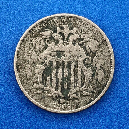 1869 P Shield Nickel Variety 2 Scarce Rare Better Key Philadelphia Mint Coin