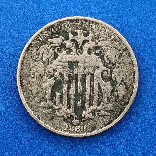 1869 P Shield Nickel Variety 2 Scarce Rare Better Key Philadelphia Mint Coin