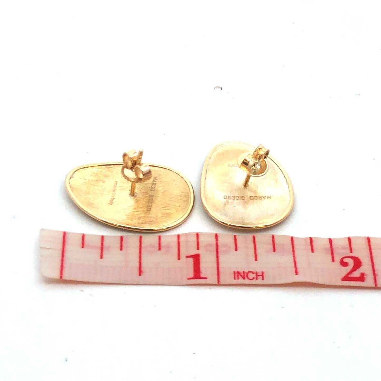 Marco Bicego Italy 18K Yellow Gold Lunaria Oval Disc Stud Earrings