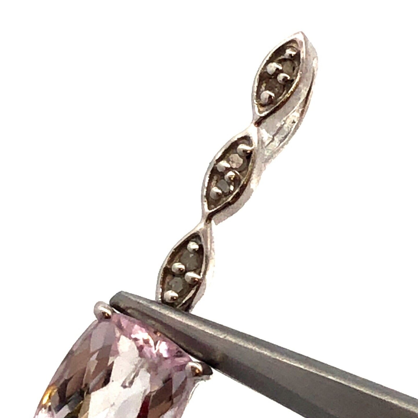 Designer TGGC 925 Sterling Silver Rectangle White Amethyst White Topaz Pendant