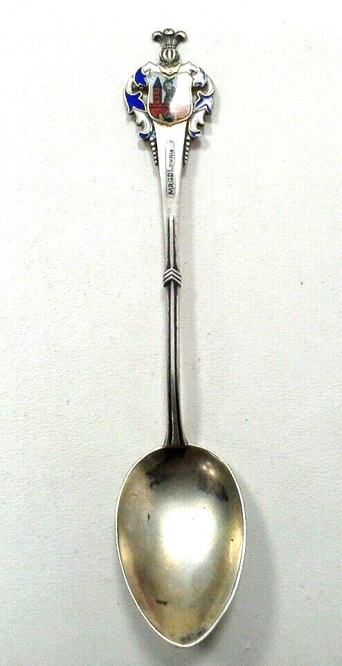 Vintage European 800 Fine Silver Madgeburg Germany Elbe River Souvenir Spoon