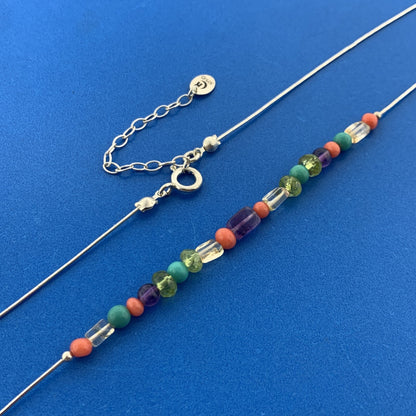 Carolyn Pollack Sterling Silver 925 Liquid Silver Gemstone 17" Strand Necklace