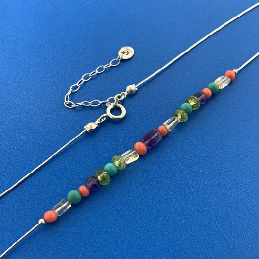 Carolyn Pollack Sterling Silver 925 Liquid Silver Gemstone 17" Strand Necklace