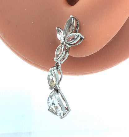 White Topaz 925 Sterling Silver Marquise Pear Dangle Drop Stud Earrings NWT
