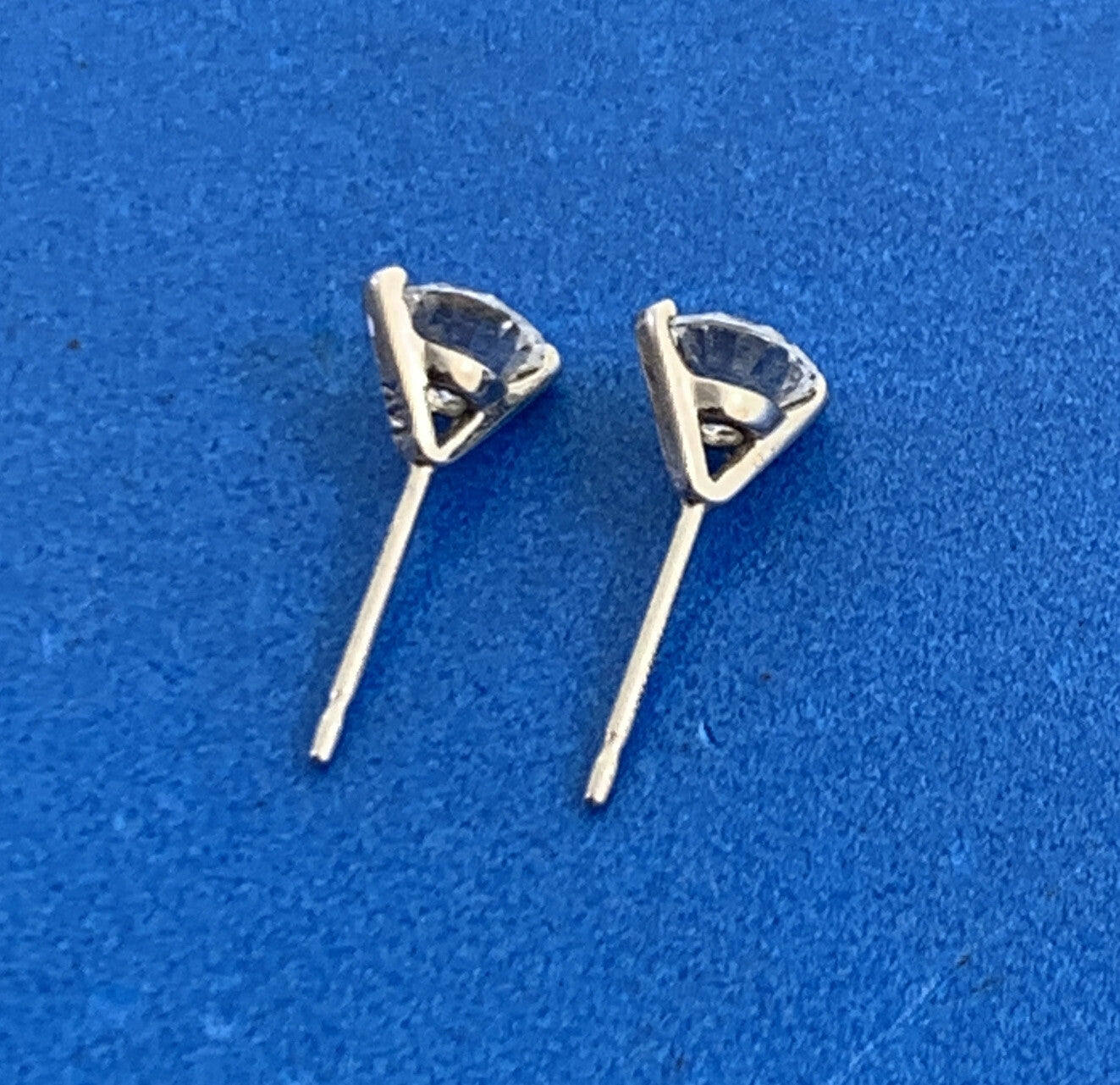 Designer 14K White Gold Cubic Zirconia CZ Solitaire Stud Earrings