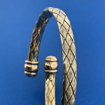 Designer 925 Sterling Silver Vermeil Basket Weave Braided Bypass Cuff Bracelet