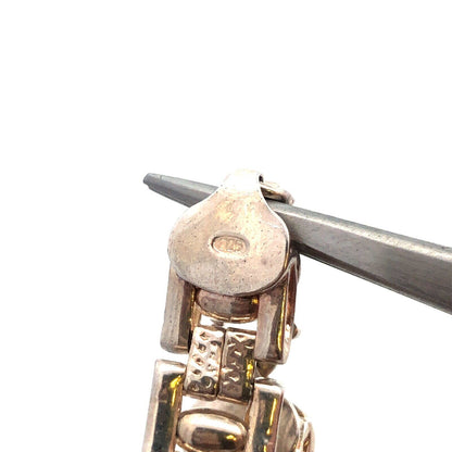 925 Sterling Silver Fancy Square Bicycle Link Chain Necklace