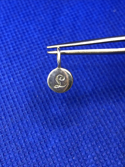 PST 925 Sterling Silver Initial Letter L Alphabet Small Round Pendant Charm
