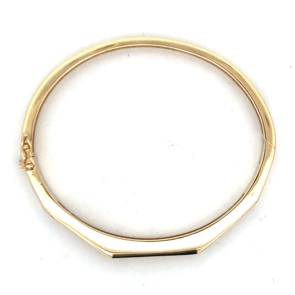 14K Yellow Gold Round Channel Diamond Geometrical Hinged Bangle Bracelet