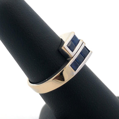Modernist 18k White Gold Sapphire September Anniversary Birthday Abstract Ring